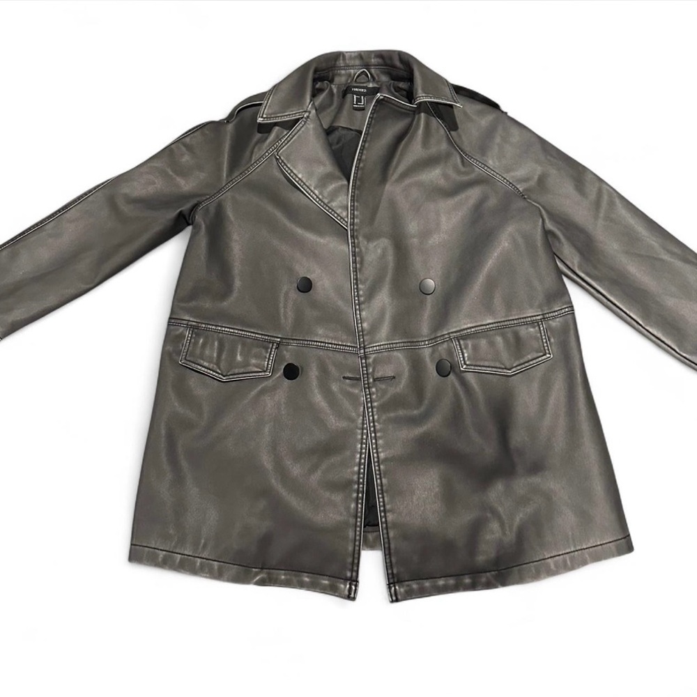 Forever 21 dark grey leather peacoat